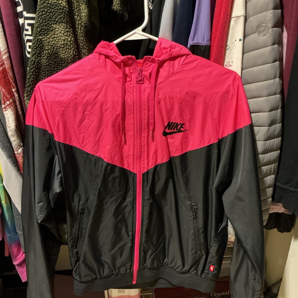 Nike Women's Vibrant Pink and Black Bomber Jacket